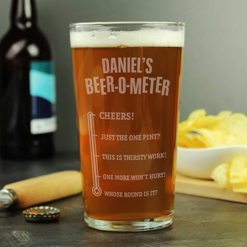 Personalised Beer-o-Meter Pint Glass