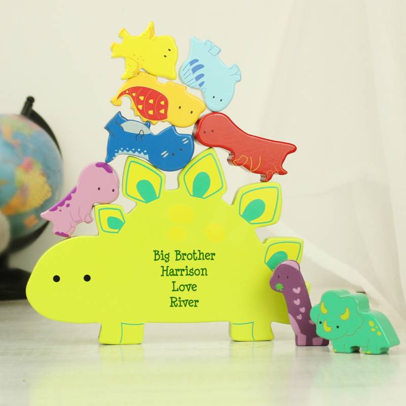 Personalised Free Text Wooden Dinosaur Stacker Toy